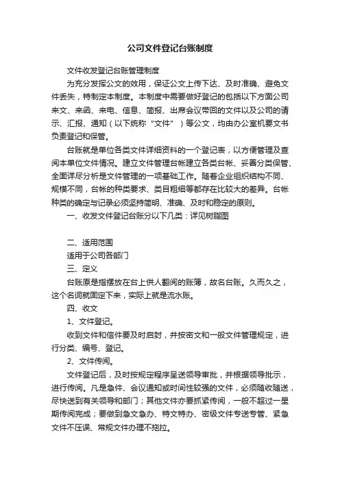 公司文件登记台账制度