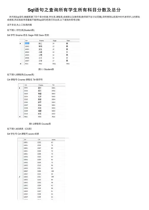 Sql语句之查询所有学生所有科目分数及总分