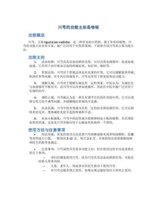 川芎的功能主治是啥呢图片