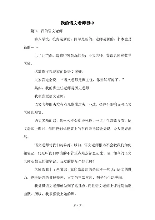 我的语文老师初中