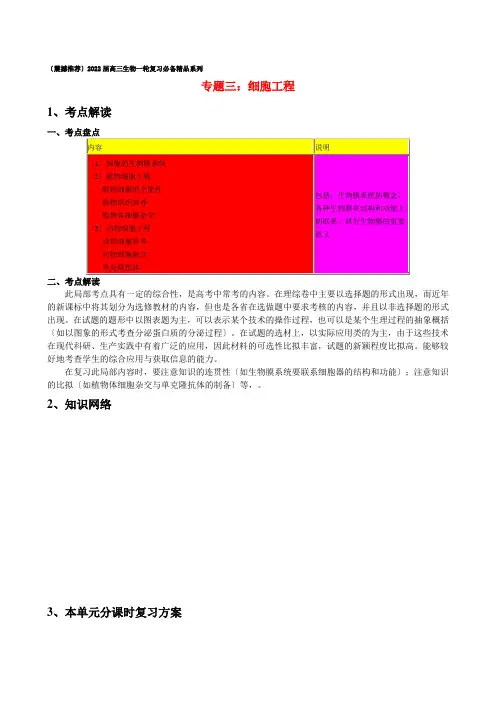 高考生物二轮复习细胞工程