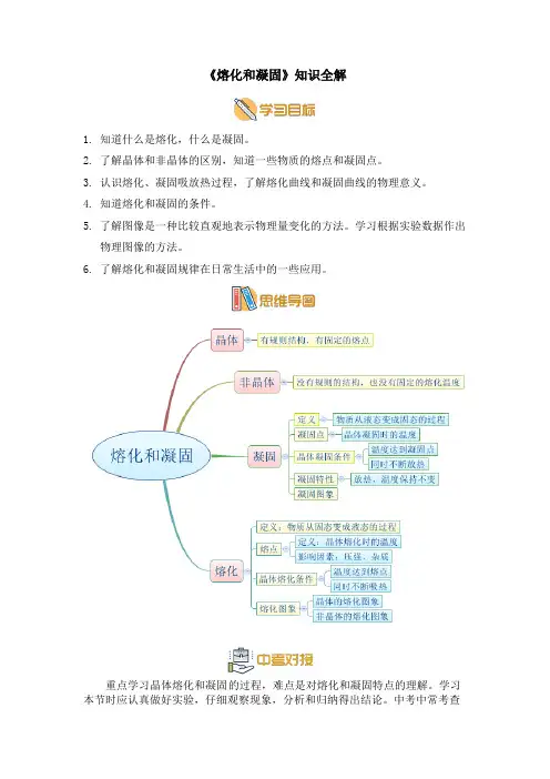 教科版八年级物理上册《熔化和凝固》知识全解