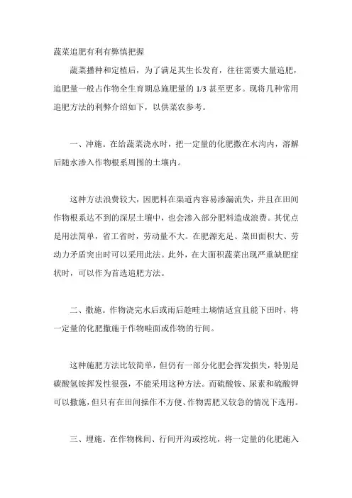 蔬菜追肥有利有弊慎把握