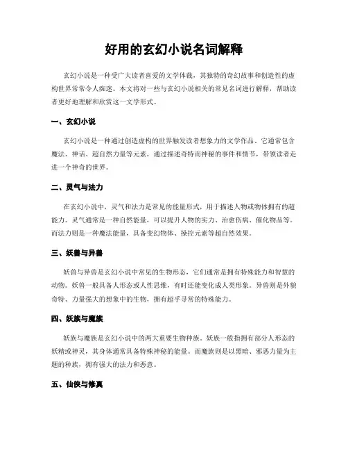 好用的玄幻小说名词解释