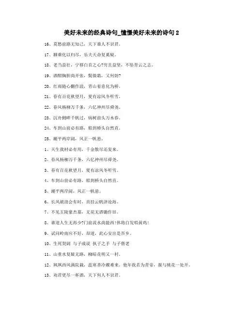 美好未来的经典诗句_憧憬美好未来的诗句2