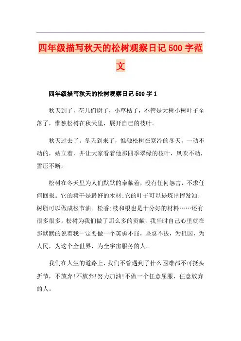 四年级描写秋天的松树观察日记500字范文