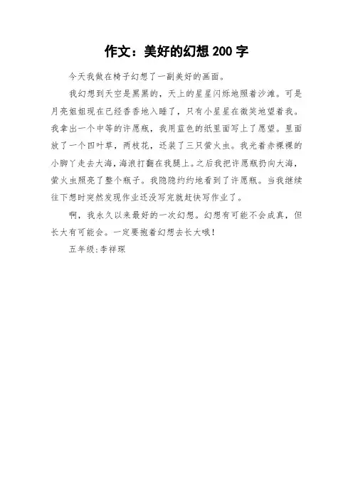 作文：美好的幻想200字_作文