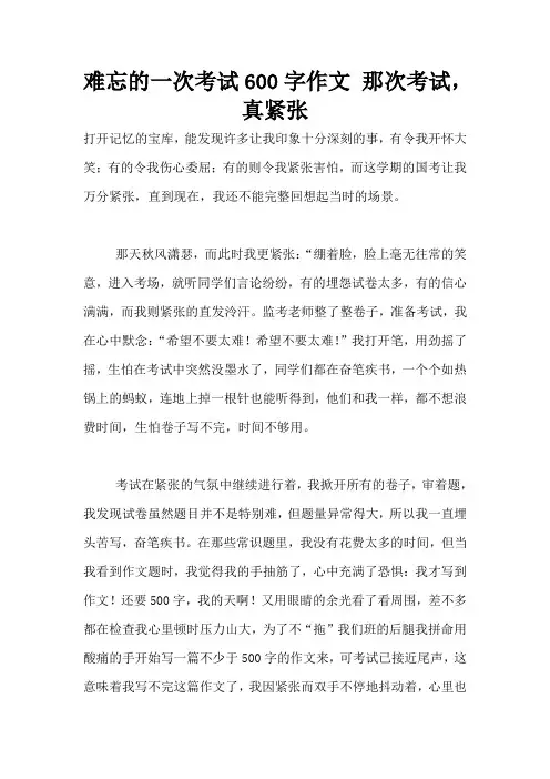 难忘的一次考试600字作文 那次考试,真紧张