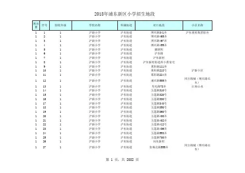 2018浦东小学地段对口