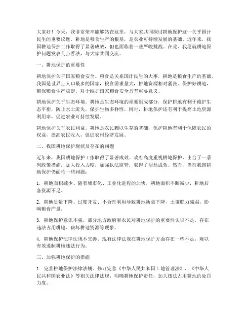 耕地保护讨论交流发言稿