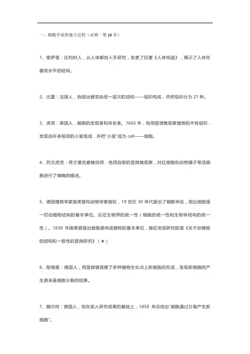高中生物学史整理