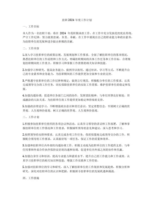 挂职2024年度工作计划