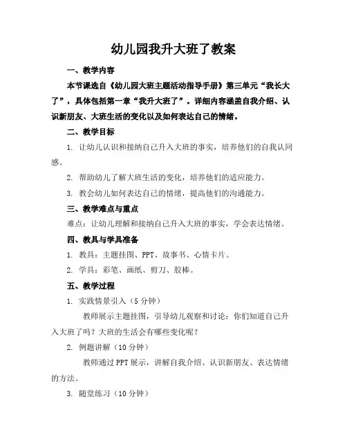 幼儿园我升大班了教案