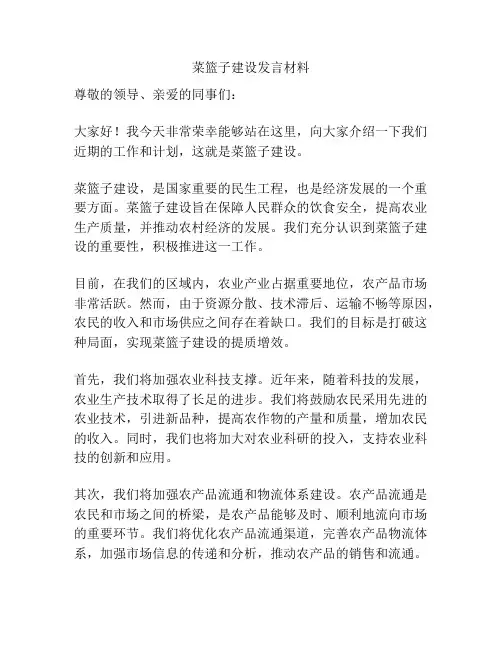 菜篮子建设发言材料