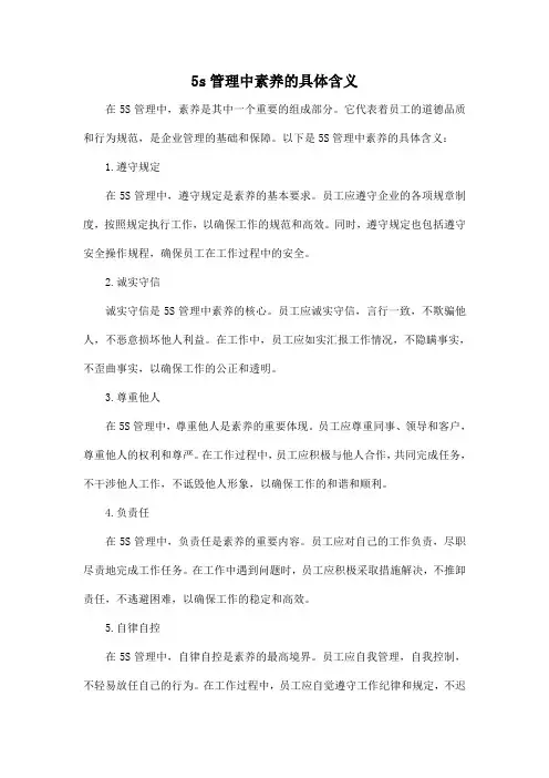 5s管理中素养的具体含义