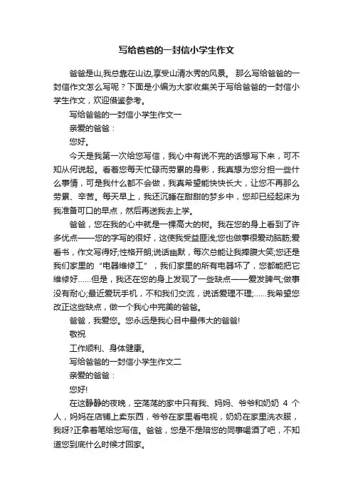 写给爸爸的一封信小学生作文