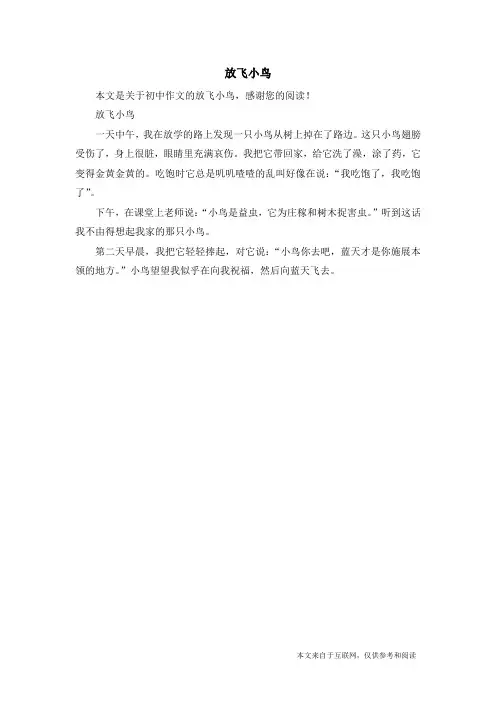 放飞小鸟_初中作文