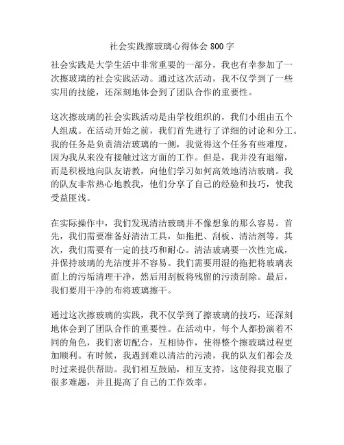 社会实践擦玻璃心得体会800字