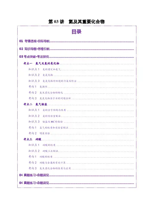 2025高考化学一轮复习第03讲  氮及其重要化合物(讲义)(解析版)