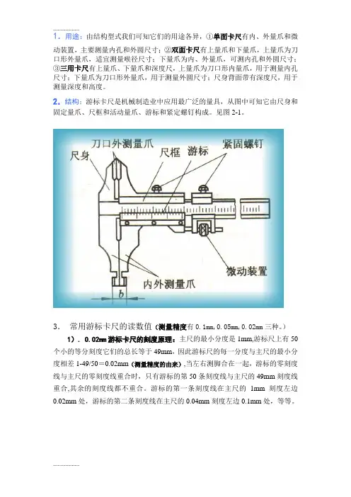 (整理)常用游标卡尺的读数值