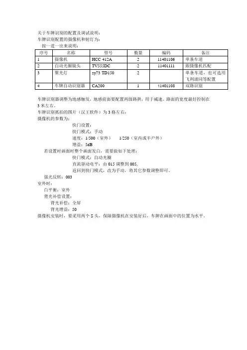 关于车牌识别的配置及调试说明(1)