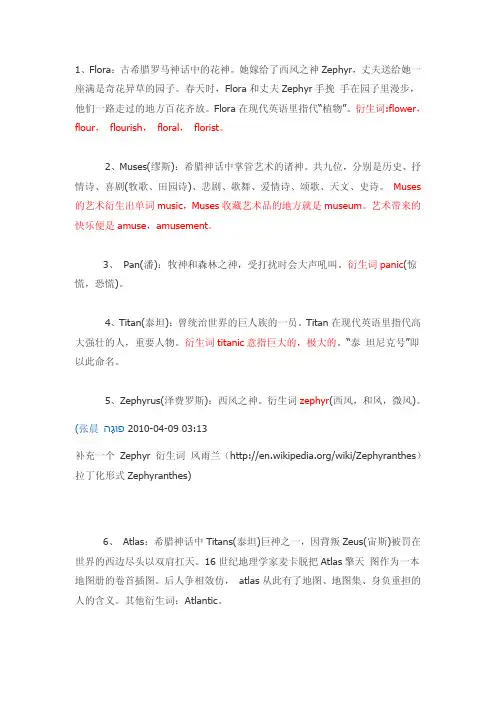 希腊罗马神话中的英语词汇