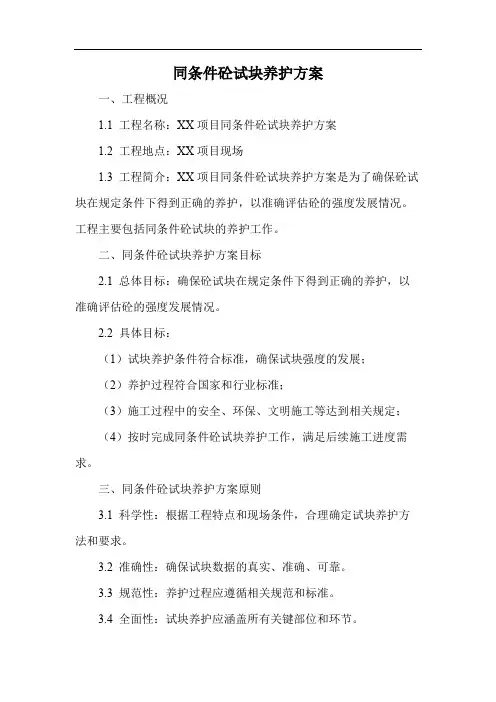 同条件砼试块养护方案