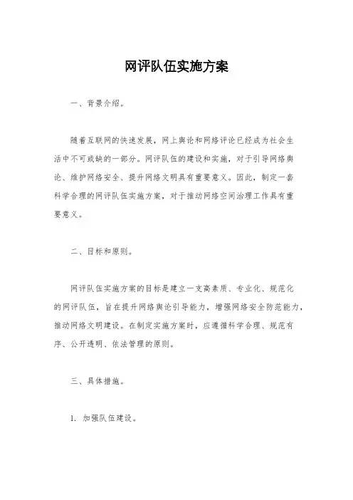 网评队伍实施方案