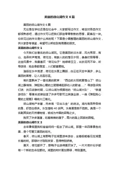 美丽的微山湖作文6篇