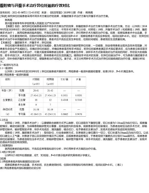 腹腔镜与开腹手术治疗异位妊娠的疗效对比