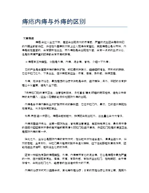 痔疮内痔与外痔的区别【医学养生常识】