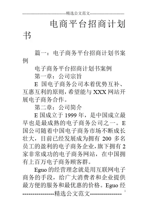 电商平台招商计划书