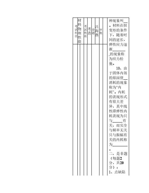 材料物理性能试题及其答案