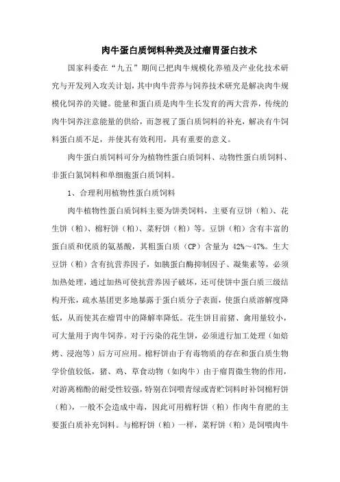 肉牛蛋白质饲料种类及过瘤胃蛋白技术