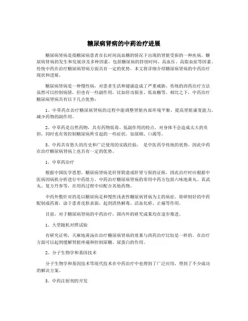 糖尿病肾病的中药治疗进展