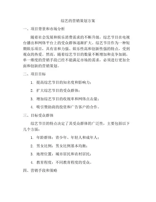 综艺的营销策划方案