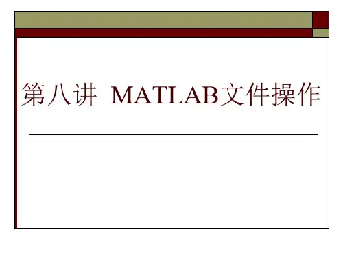 MATLAB文件操作