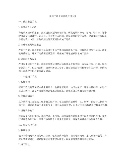 建筑工程土建进度安排方案