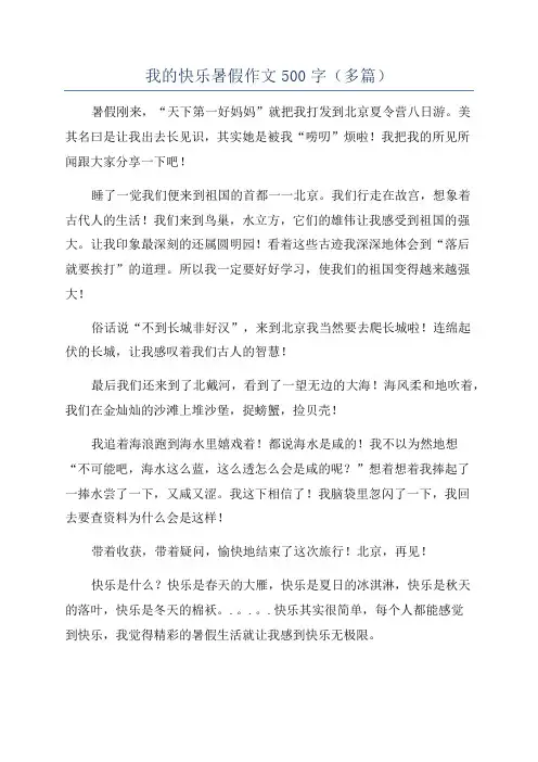 我的快乐暑假作文500字(多篇)