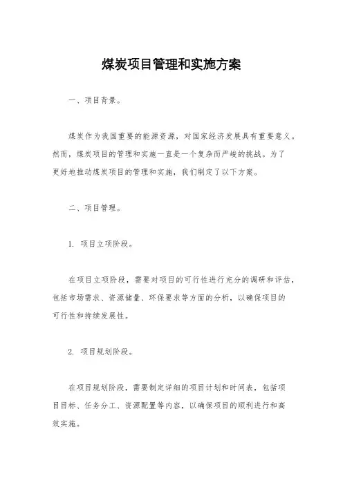 煤炭项目管理和实施方案
