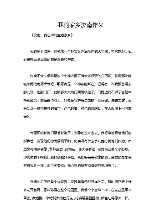 我的家乡汝南作文