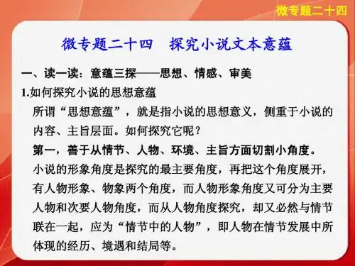 2014届高考语文二轮复习【微专题24】探究小说文本意蕴ppt课件