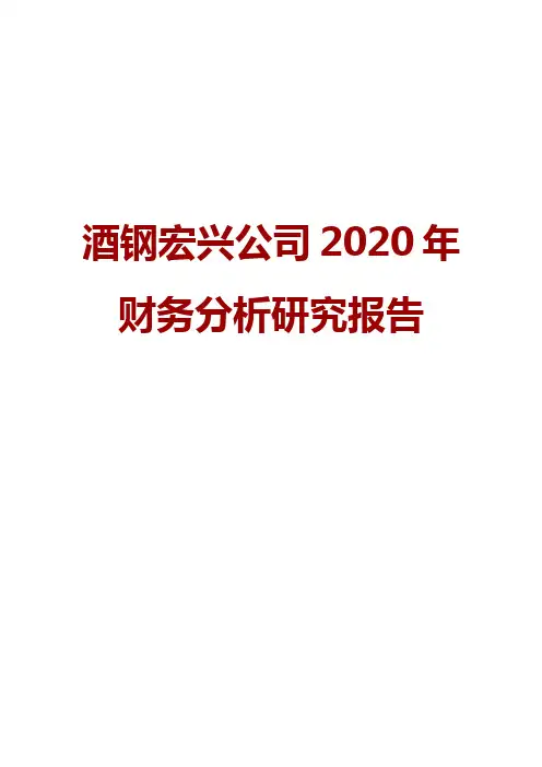酒钢宏兴公司2020年财务分析研究报告