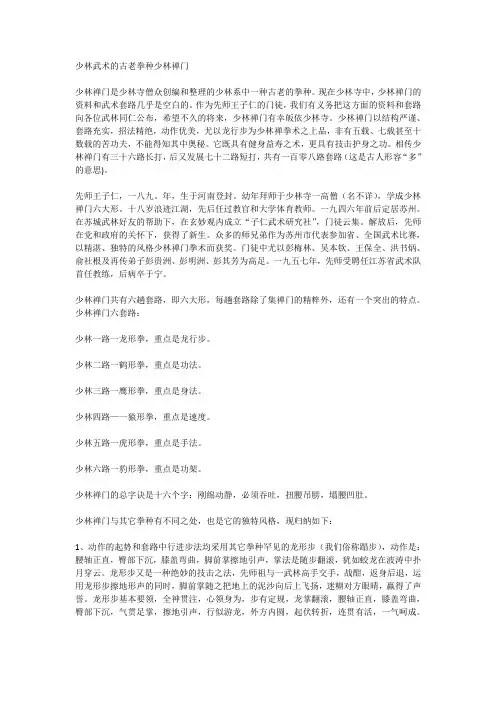 少林武术的古老拳种少林禅门