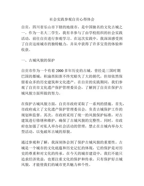 社会实践参观自贡心得体会