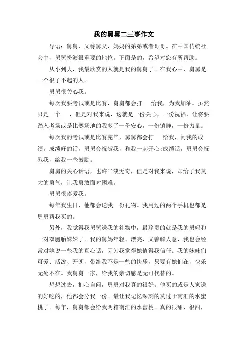 我的舅舅二三事作文