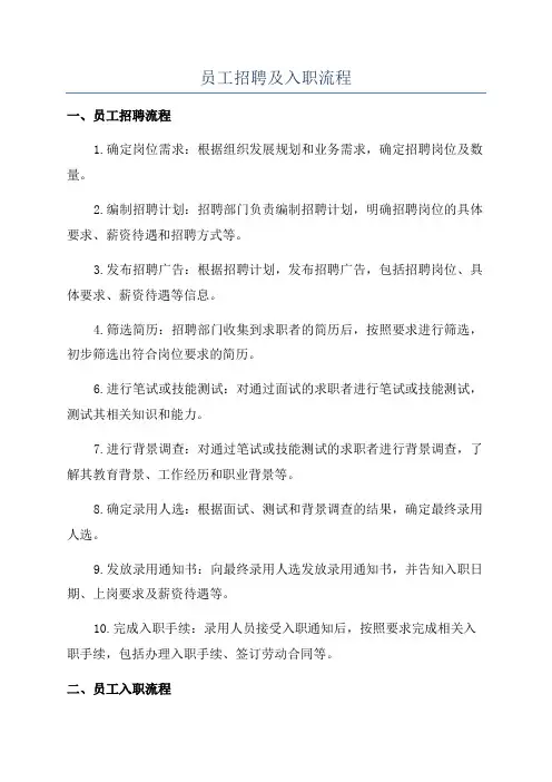 员工招聘及入职流程