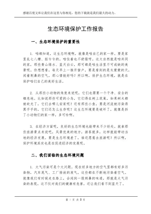 生态环境保护工作报告
