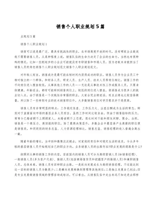 销售个人职业规划5篇