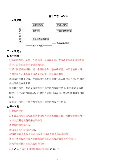 八年级上册数学第十三章  轴对称 知识点总结